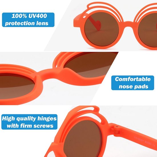 Gepolariseerde Ronde Kinderzonnebril UV400 Bescherming met Flexibele Band voor Jongens en Meisjes 3-12 Jaar — afbeelding 4