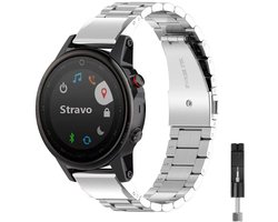 Stravo RVS Schakelband – Hoogwaardig metalen bandje – QuickFit 20mm Garmin Horlogeband – Geschikt voor Garmin Fenix 5S (Plus/Sapphire) / Fenix 6S (Pro/Sapphire) / Fenix 7S / Fenix 8 (43mm) / Epix Pro (Gen 2) 42mm – Zilver