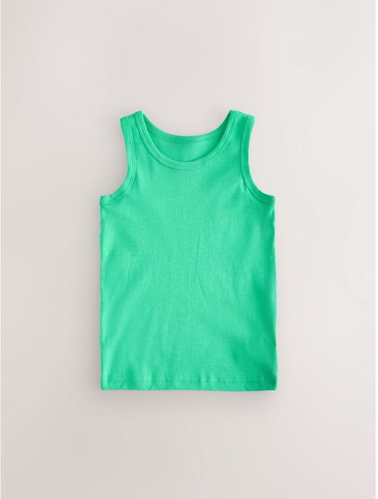 Groen hemdje met ronde hals en armsgaten.