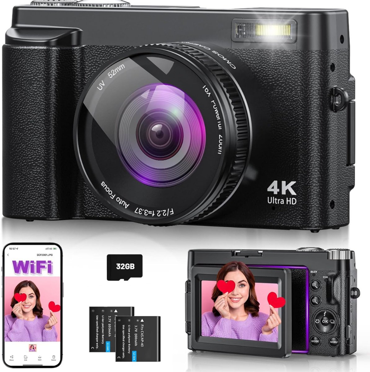 CLVP® Handycam - Videocamera - Vlog Camera voor Beginners