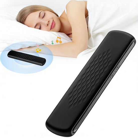 Bone conduction slaap speaker Bluetooth draadloos onder kussen met witte ruis, timer, 20 uur speeltijd, compact zwart