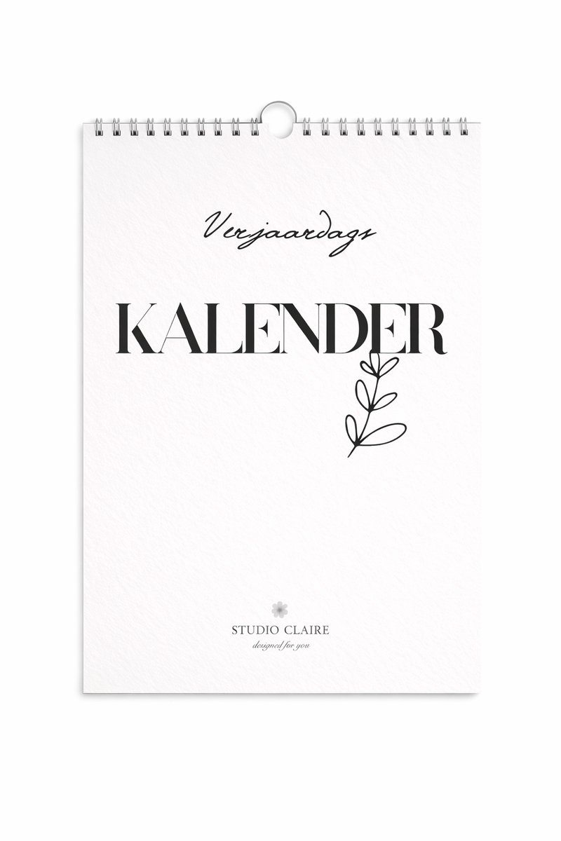 verjaardagskalender - verjaardagskalender volwassenen - verjaardagskalender zwart wit - verjaardagskalenders - kalender - wandkalender - wandkalenders - omlegkalender - maandkalender - kalender in a4 formaat - rustig & minimalistisch - Studio Claire