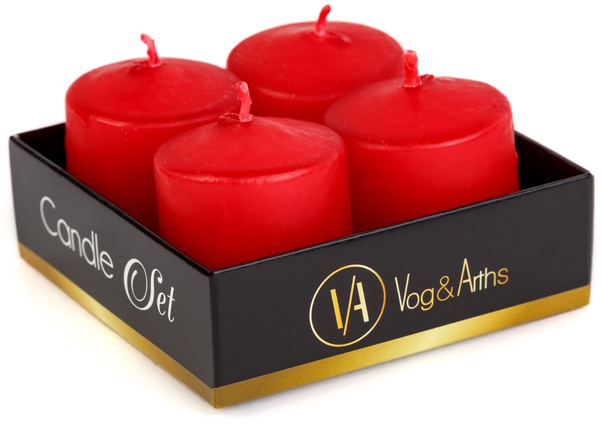 Kaarsenset - rood, ongeparfumeerd - 4 x 45 g 1 Stuks [58813A]