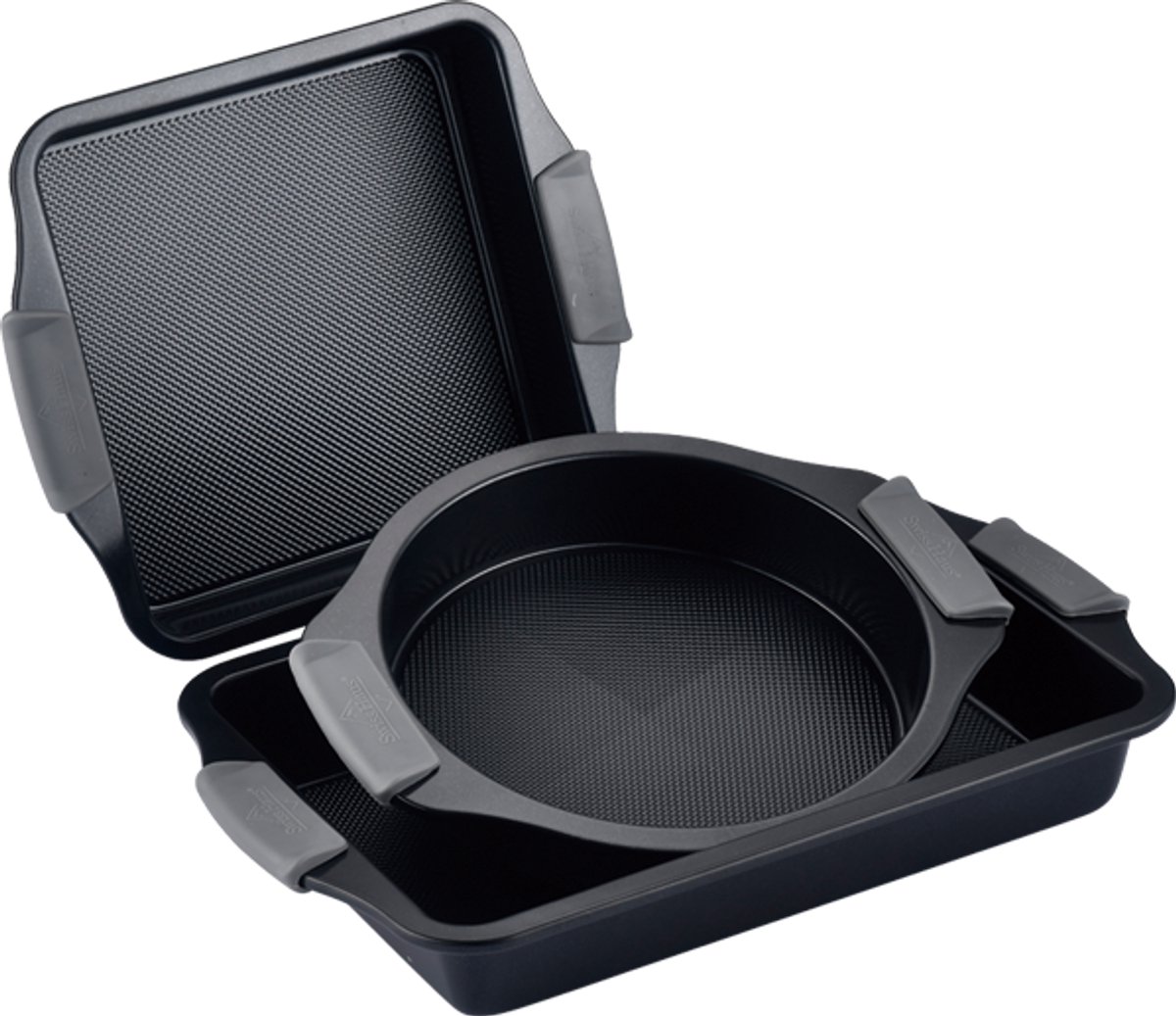 Swiss Haus® 3BSB Bakvorm Set - 3 Delige Bakvormen Set - PFAS Vrij - Vierkante Bakvorm & Quichevorm - Sapphire™ Keramische Antiaanbaklaag - Quichepan - Oven- en Vaatwasserbestendig - Zwart