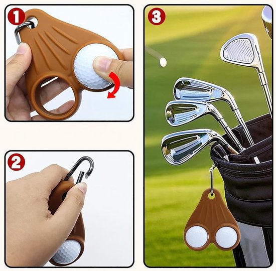 Golfbal Zak Houder - Opbergtas - Golf Accessoires - Draagbare Golfbal Opbergtas - Handig Cadeau Geschenk voor Golfers - Bruin van Merkloos — afbeelding 4