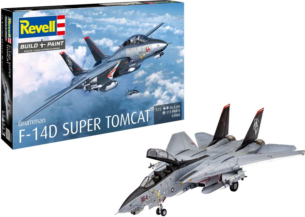 Revell Modelbouwpakket Vliegtuigen - 03960 F-14D Super Tomcat Plastic - 1:72 - Modelbouw