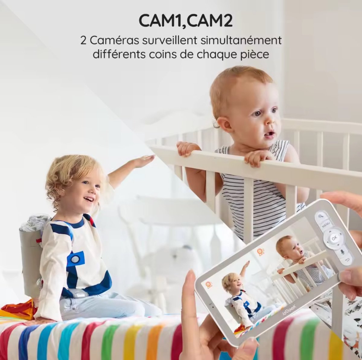 Babyfoon - Babyfoon met Camera - Baby Monitor - 5-inch Video Babyfoon met Camera - Audio, 4x Zoom, 1000m Bereik, Infrarood Night Vision & Slaapliedjes – foto 2