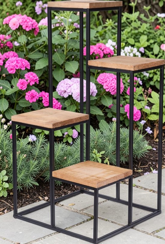 WDMT Industriële Plantentafel - Metalen plantenrek met 4 lagen