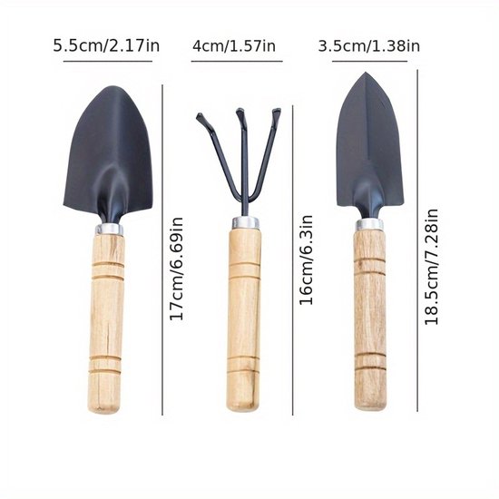 3-delige set, gereedschap voor het planten van bloemen, het kweken van groenten en tuinieren, tuinaccessoires, grondschep, gereedschap voor het planten van potbloemen, kleine schep driedelige set — afbeelding 4