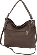 AmbraModa Italiaanse handtas schoudertas van echtleer GL012 Taupe