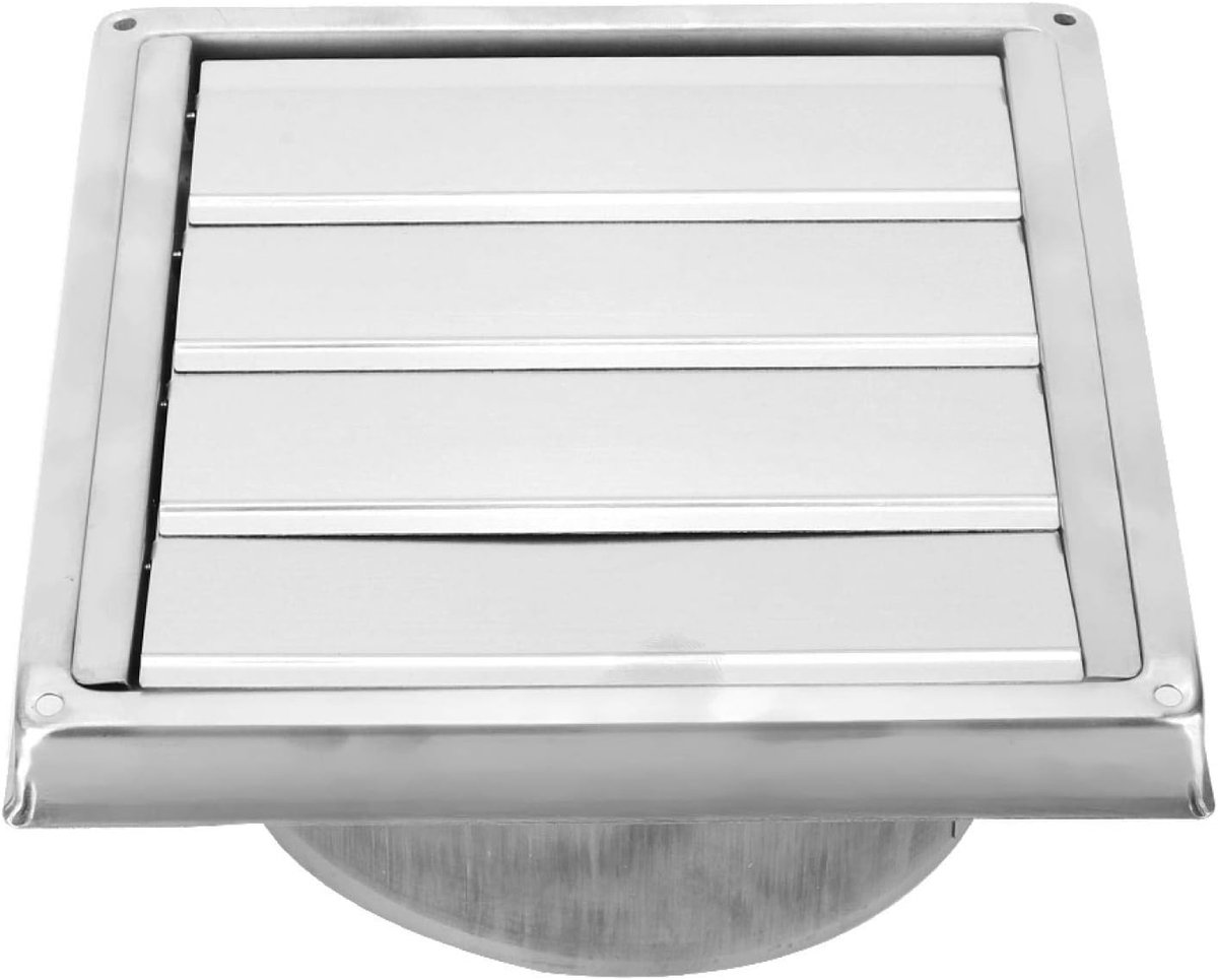 Ronde Ventilatiekap Buitenmuur RVS met Lamellen en Insectenhor 150mm