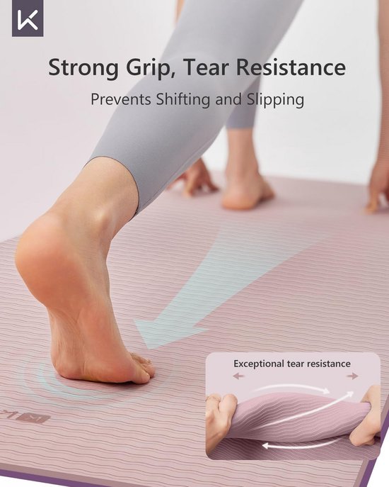 Antislip Yogamat TPE 7mm Dik voor Pilates en Fitness - Dubbelkleurig en Lichtgewicht — afbeelding 4