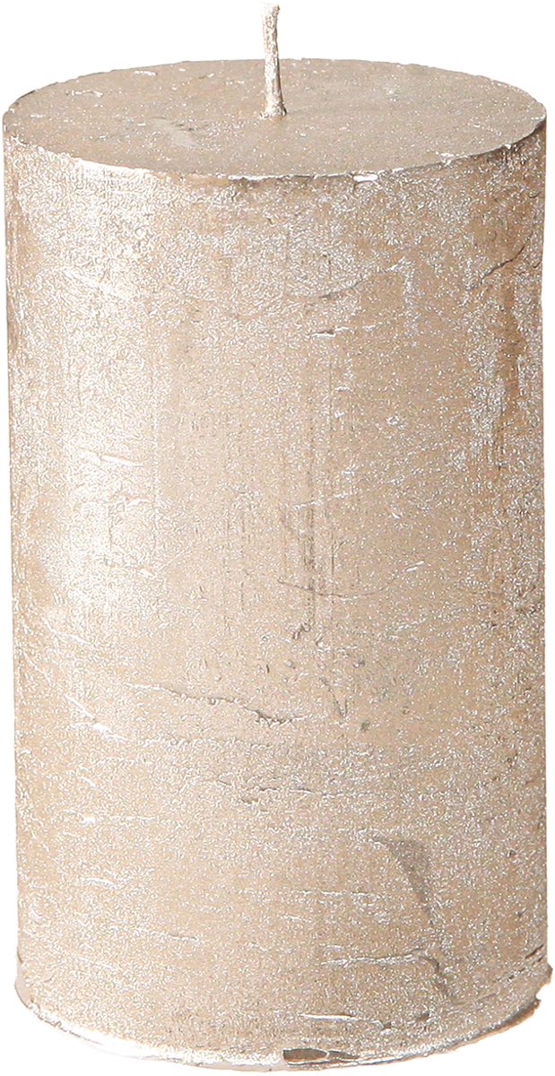 Viana Platinakleurige pilaarkaarsen, 60x100mm, set van 4 - Lange brandduur Zilver