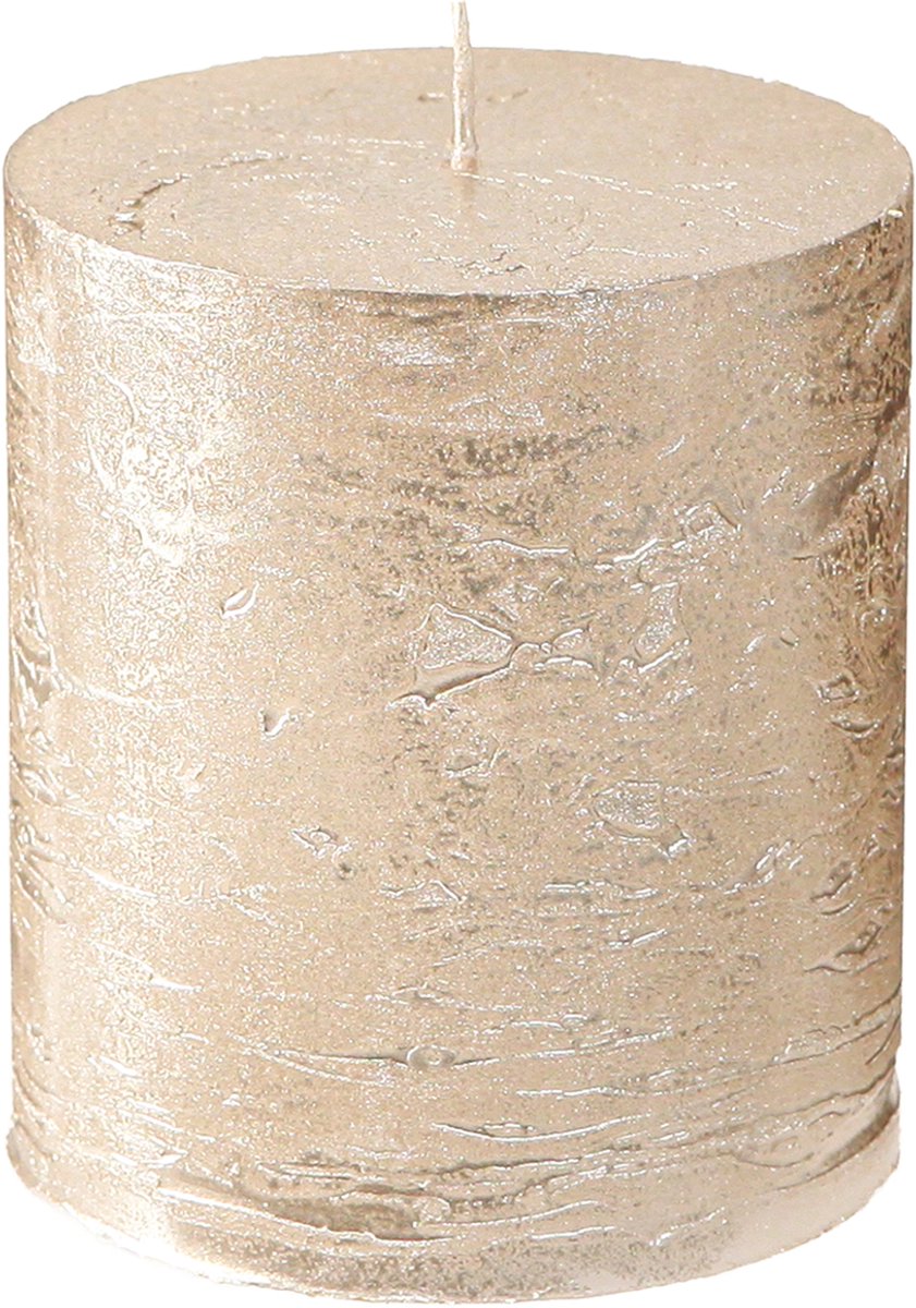 Viana Platinakleurige pilaarkaarsen, 70x80mm, set van 4, lange brandduur, ho Goud