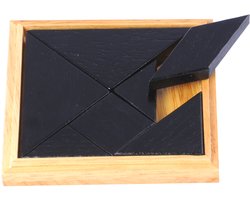 Tangram - Blank Hout - Rubberhout - Inclusief Voorbeelden en Oplossingen - Doosje - 13 x 13 cm - Engelhart