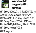 HP 303XL zwarte inktcartridge verpakking. Werkt met HP Envy 6200, 7134, 7220e, 7221e, 7224e, 7800, 7900e, HP Envy Photo 7230, 7231, 7234, 7930, 7931, 7934, HP Tango X printers.