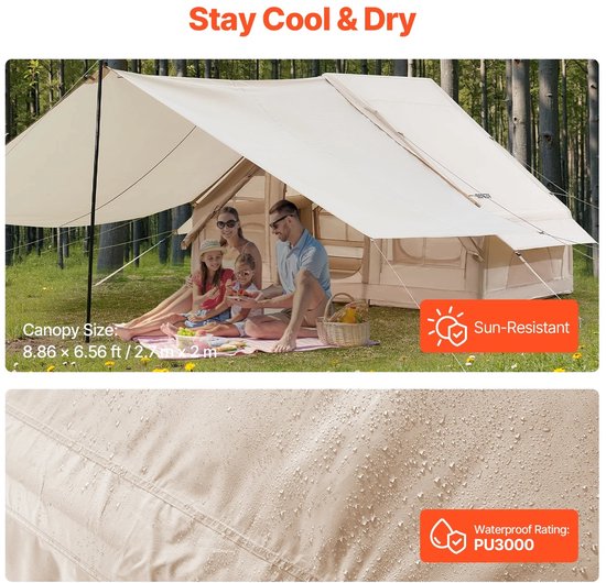 House of Balance Opblaasbare Tent - Luchttent met Luifel 3x2x2m - Makkelijk draagbaar incl. opbergtas - 3 a 4 personen - 12 m2 van Merkloos — afbeelding 5