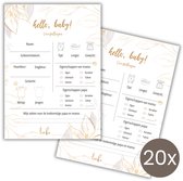 Babyshower Invulkaarten 20 stuks - Voorspellingskaarten - Babyshower Spelletjes - Jongen of Meisje - A6 - Goud
