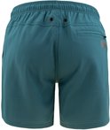 Arrière d'un homme portant un maillot de bain vert Fuel. Le maillot de bain a une ceinture élastique, deux œillets et une poche zippée.