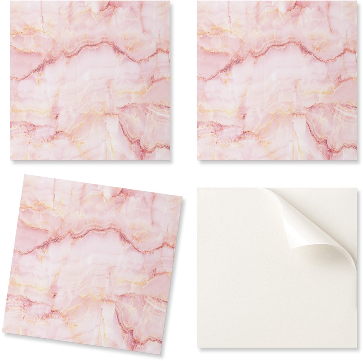 Zelfklevende vinyltegels met print, marmerpatroon met golven, 20x20x20 cm