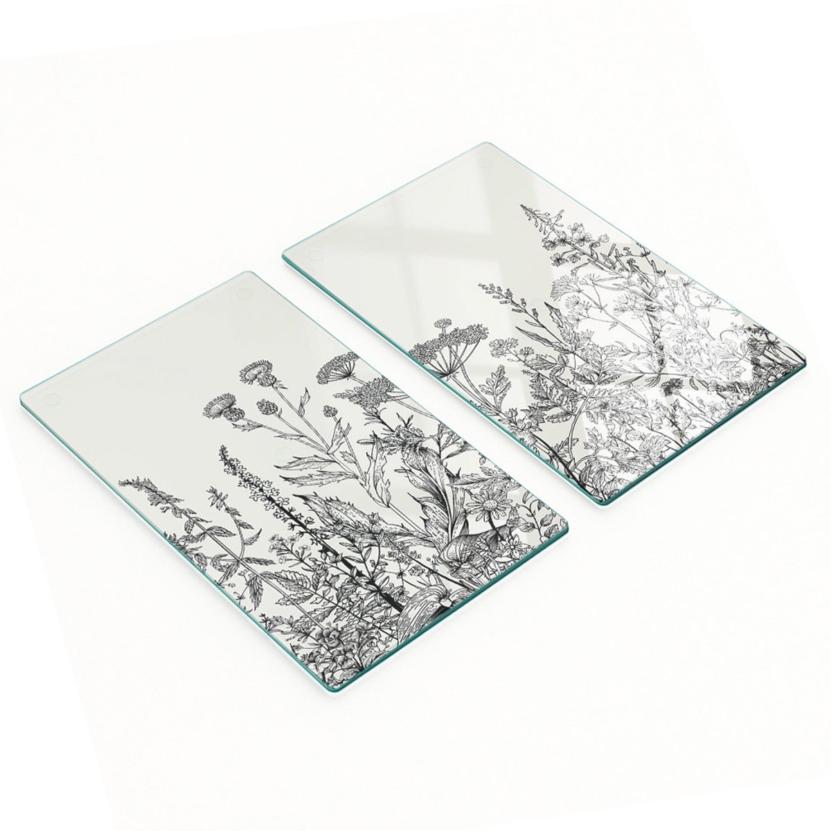 Glazen snijplanken met afbeeldingen van wilde bloemen, 2x30x52 cm