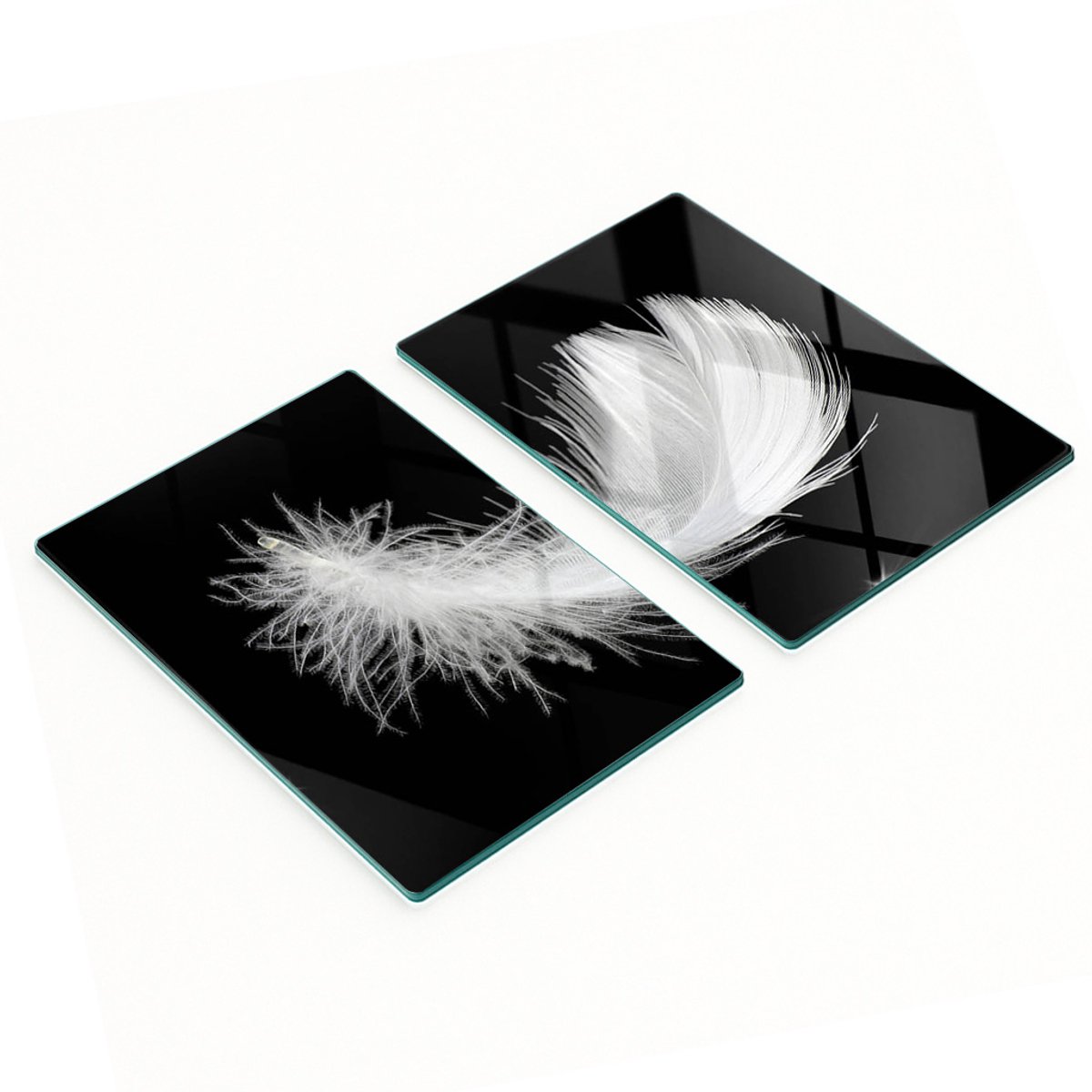 Multifunctionele decoratieve glazen borden met verenprint 2x40x52 cm