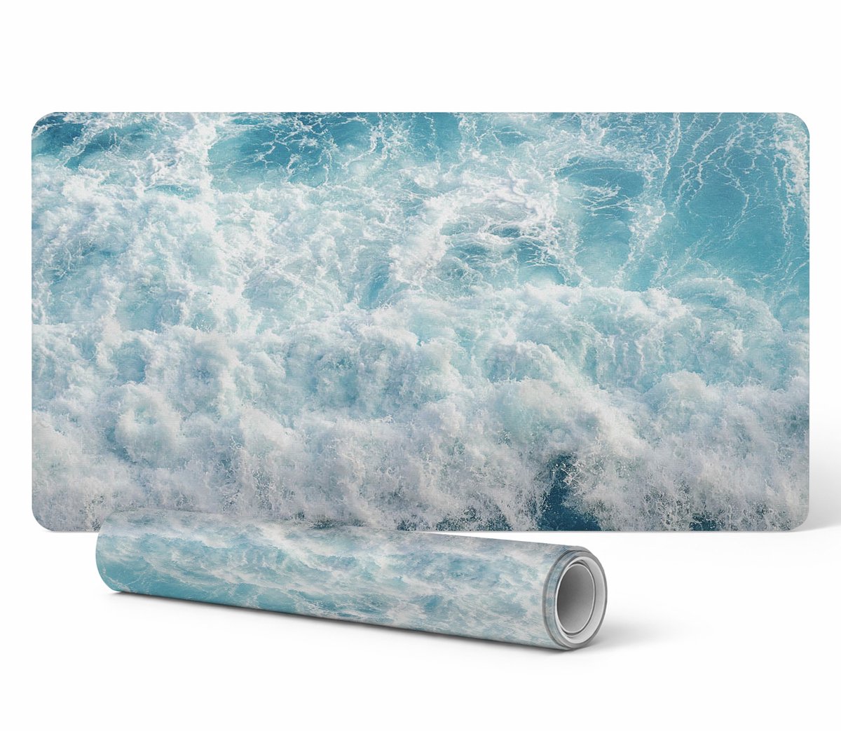 Designer laptop beschermmat met zeegolvenmotief, 90x45 cm
