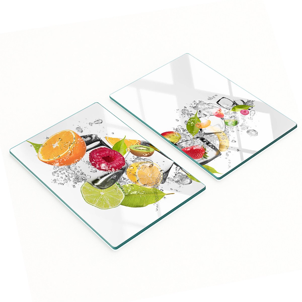 Glazen snijplanken met afbeelding van fruit met ijs, 2x40x52 cm