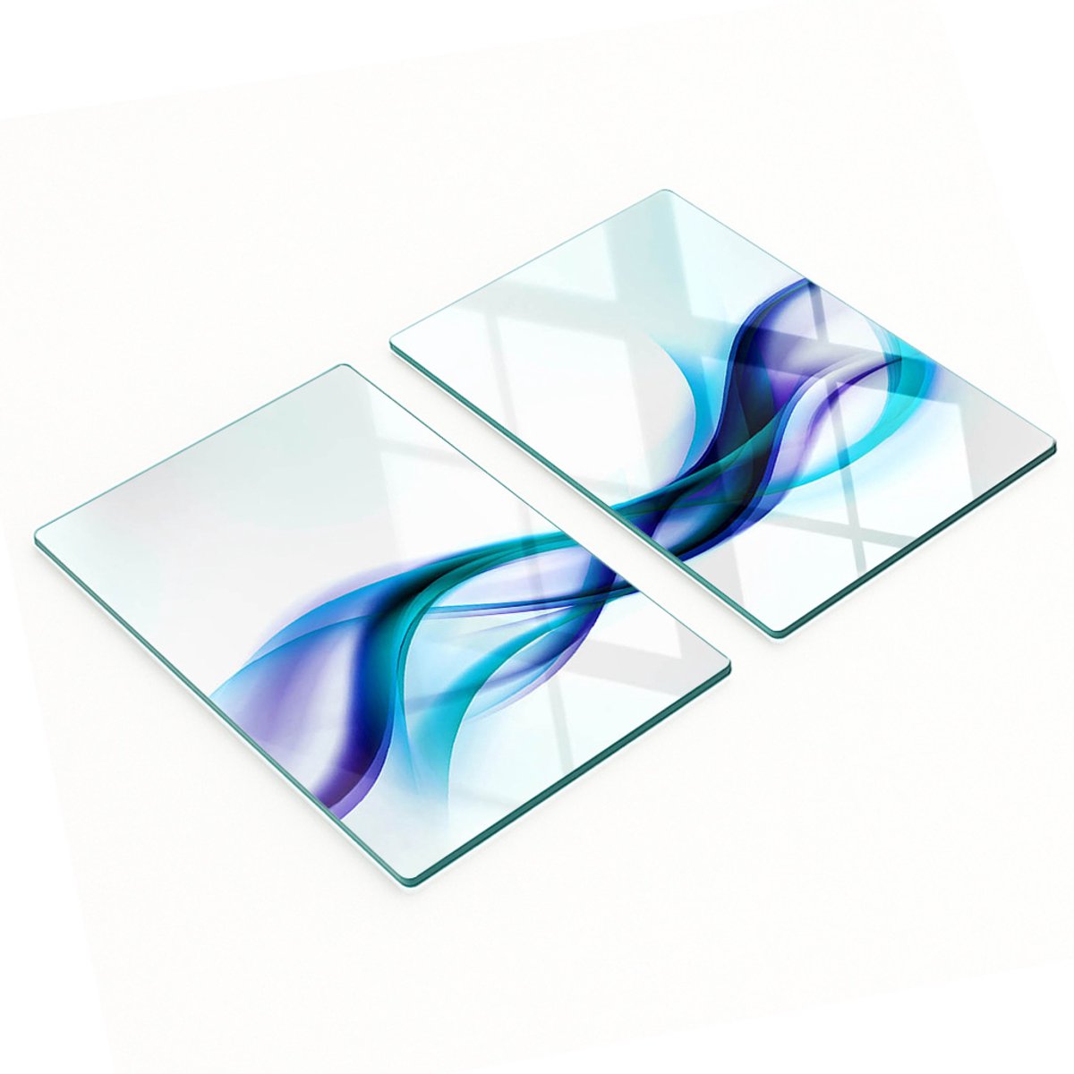 Duurzame en stijlvolle glazen borden met een abstract golfpatroon, 2x40x52 cm