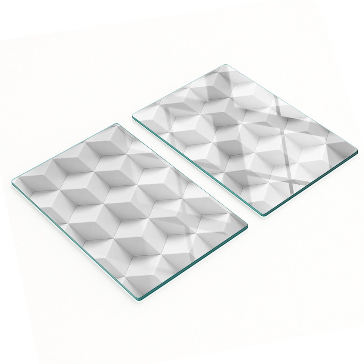 Set van gehard glazen snijplanken met 3D-print, 2x40x52 cm