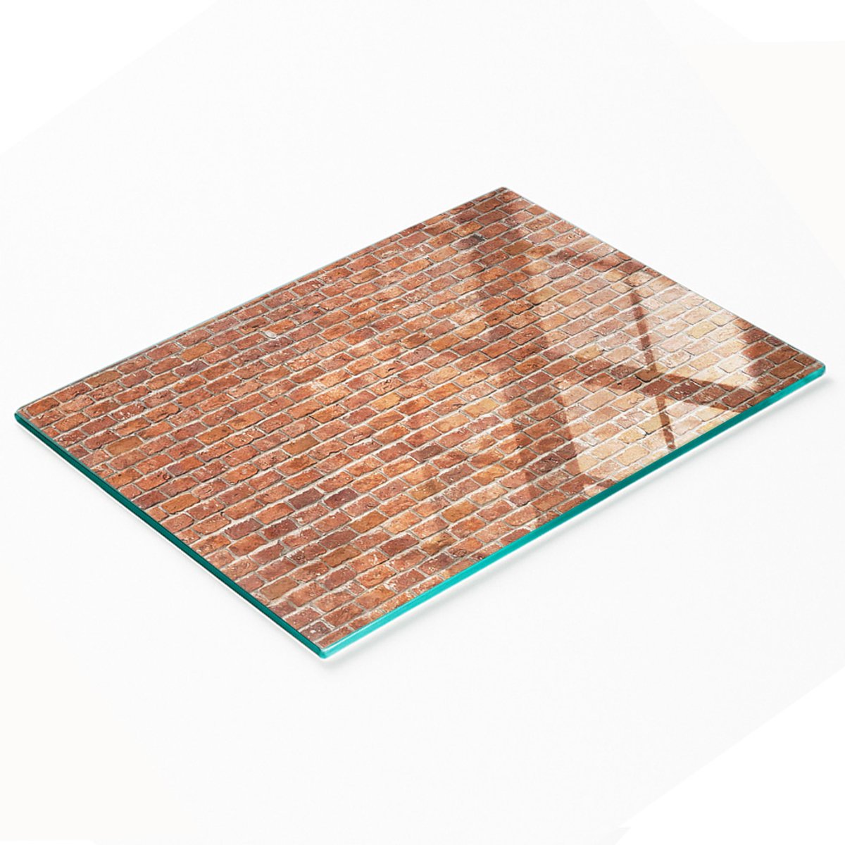 Decoratieve glazen keukensnijplank met bakstenen muurmotief, 80x52 cm