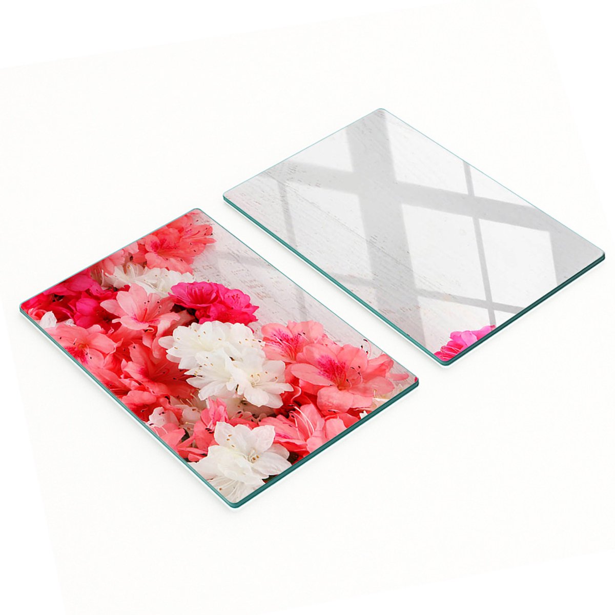 Multifunctionele decoratieve glazen borden met bloemenprint 2x40x52 cm