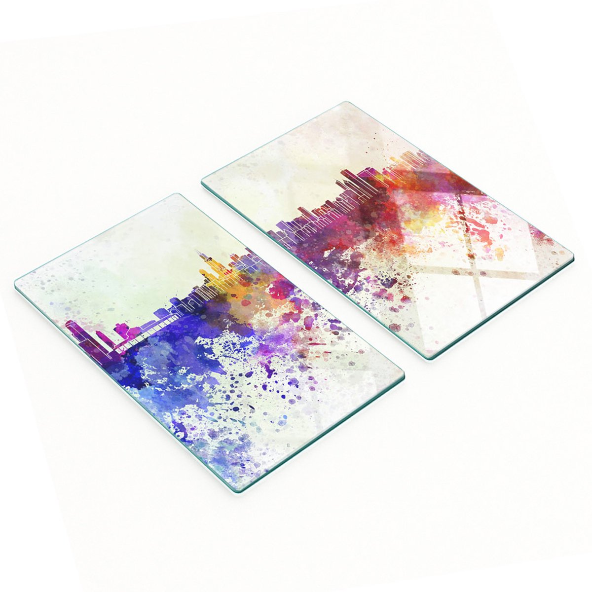Multifunctionele decoratieve glazen borden met Chicago-print, 2x30x52 cm