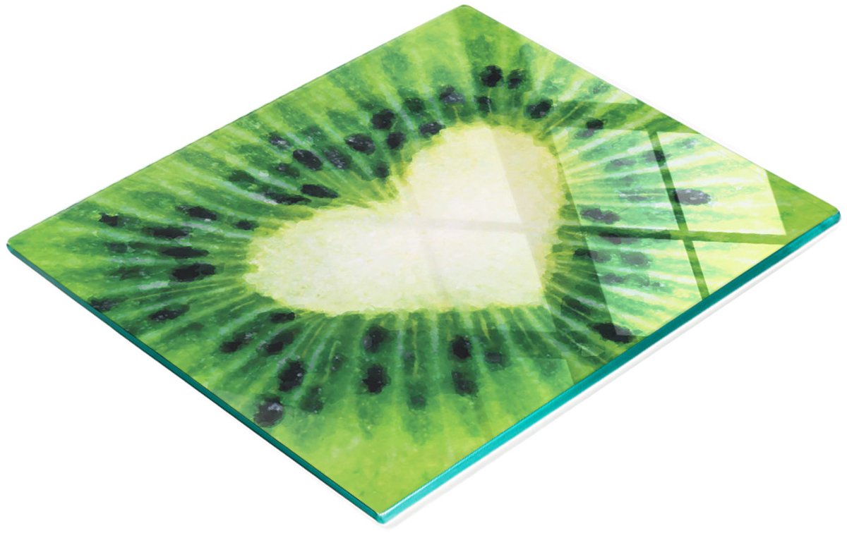 Keukenplank van gehard glas met decoratieve kiwi-hartafbeelding, 60x52 cm