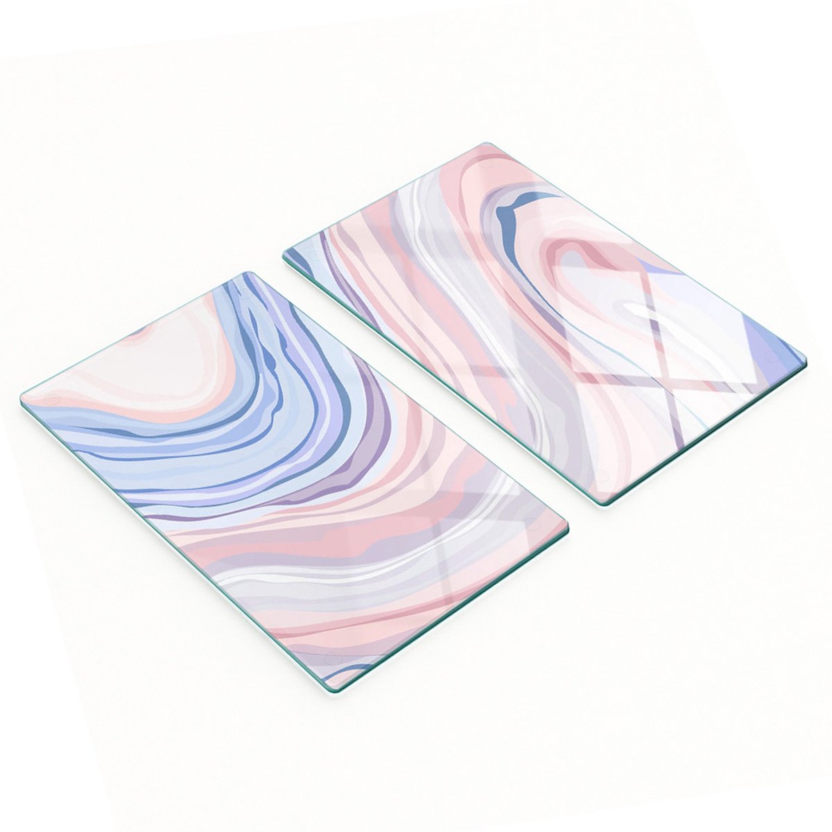 Decoratieve snijplanken van gehard glas met abstract golfmotief, 2x30x52 cm