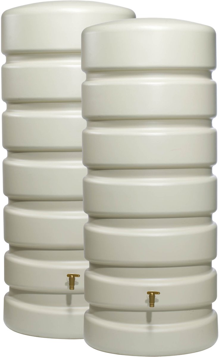 4rain CLASSIC wandtank SET 1300 L zandbeige, 2 x CLASSIC 650 L incl. verbindingsstuk
