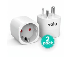 Valu - Reisstekker Type M - Compact design - Veiligheid - 2 Pack - Wit