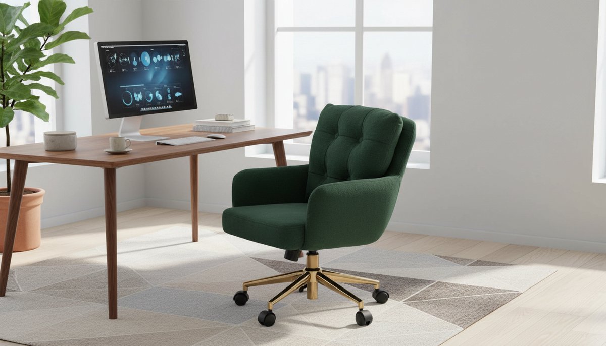 Bureaustoel Casa Velluto EmeraldVelvet – Ergonomische Draaibare Bureaustoel Groen met Wielen en Armleuningen – Fluwelen Kantoorstoel Verstelbare Hoogte 46-54 cm – Kantelbare Rugleuning 90-120° – Luxe Bureau Stoel voor Thuiswerk