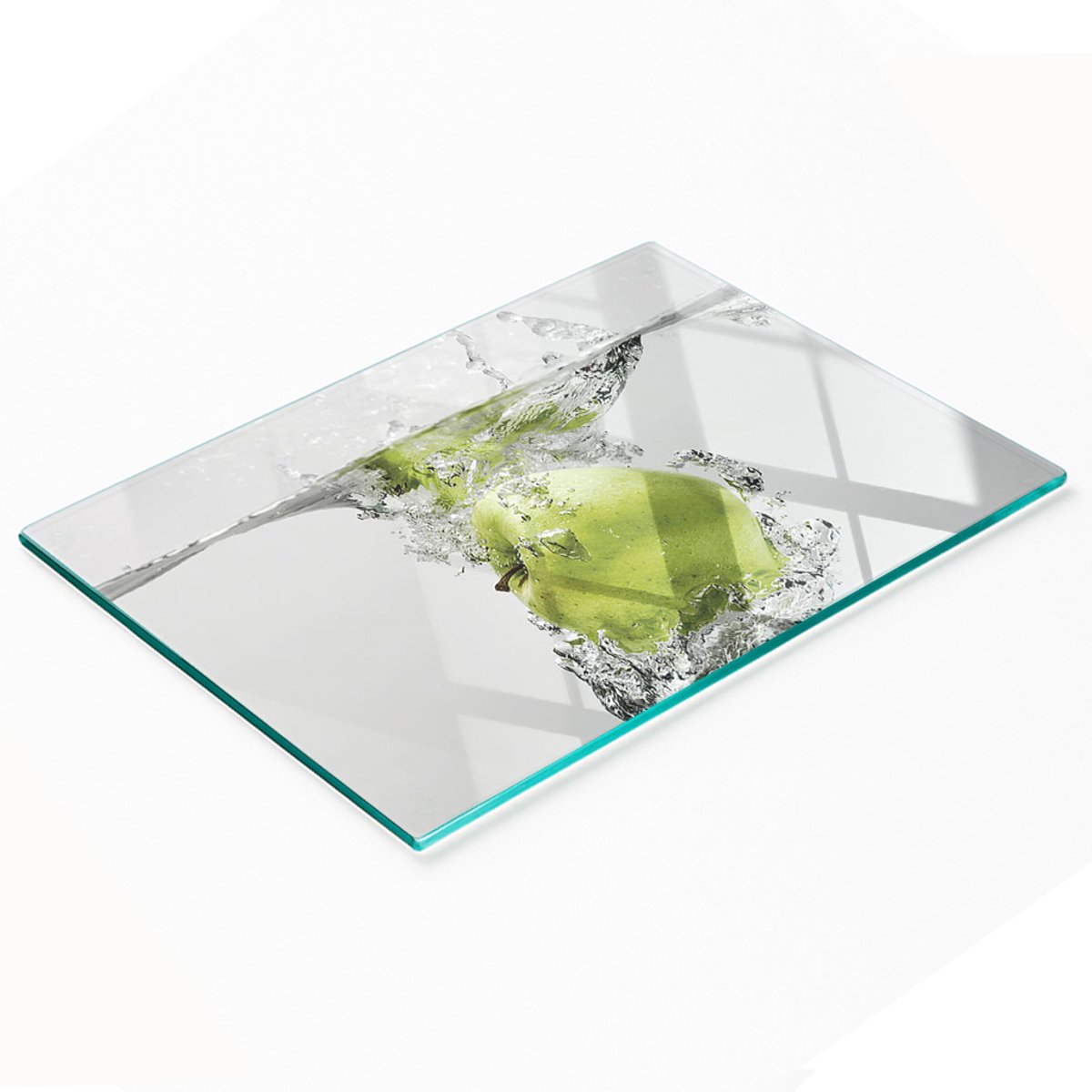 Decoratieve serveerplank van glas met appelmotief (onderwatermotief), 80x52 cm