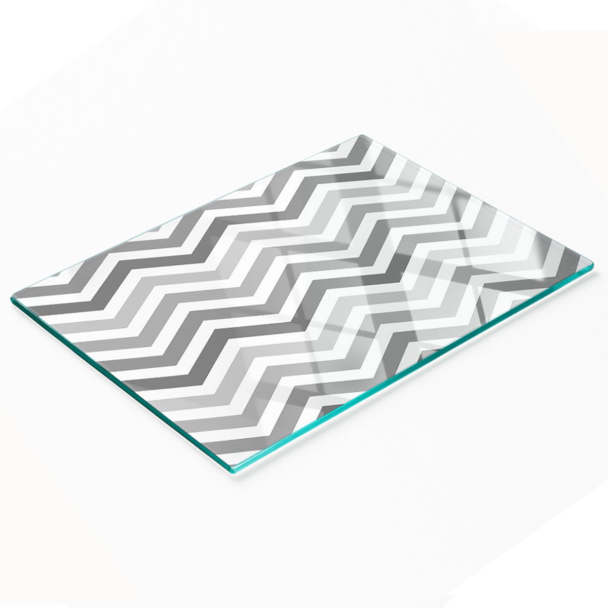 Keukenplank van gehard glas met decoratieve grijze zigzagafbeelding, 80x52 cm