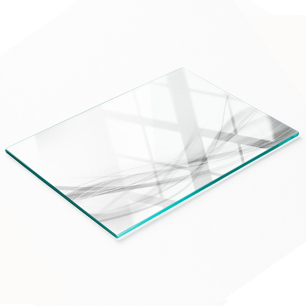 Glazen serveerplank met abstract golfmotief, 80x52 cm