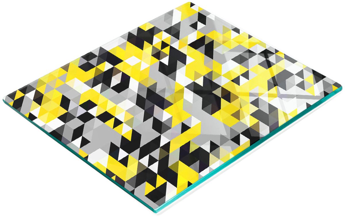 Decoratieve snijplank van gehard glas met geometrische vormen, 60x52 cm