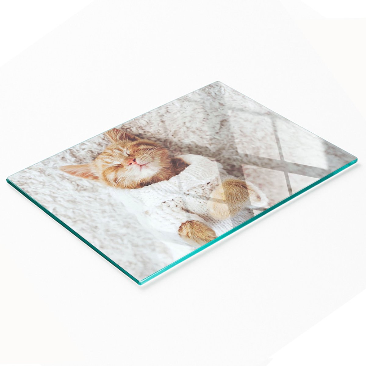 Gehard glazen bord met decoratief patroon van een kittentrui, 80x52 cm