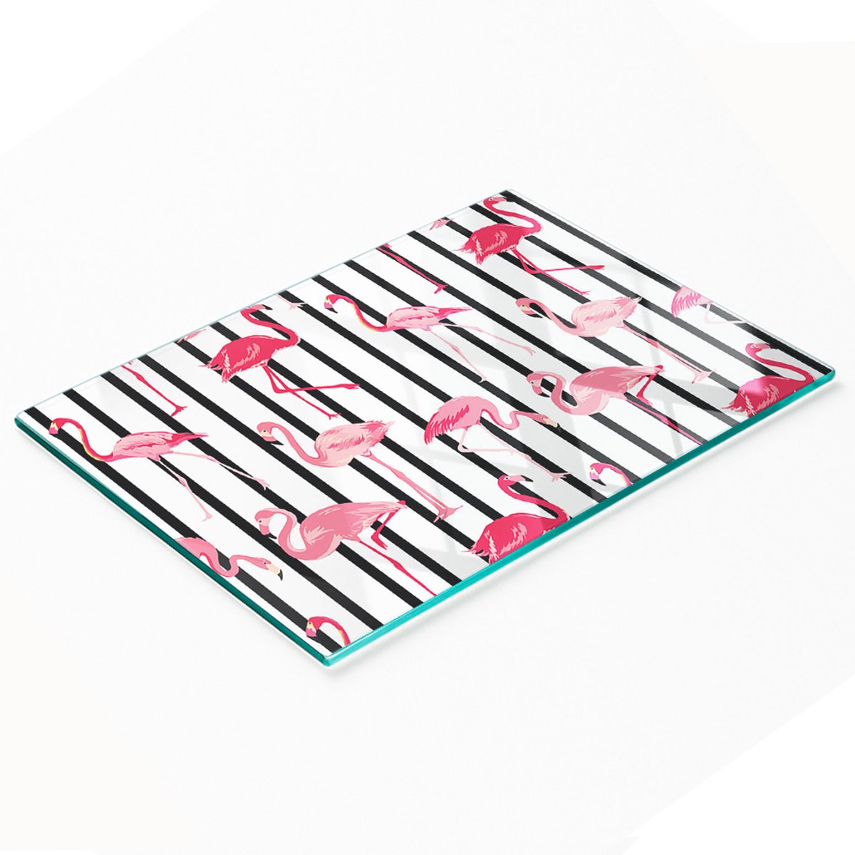 Glazen serveerplank met flamingostrepen, 80x52 cm