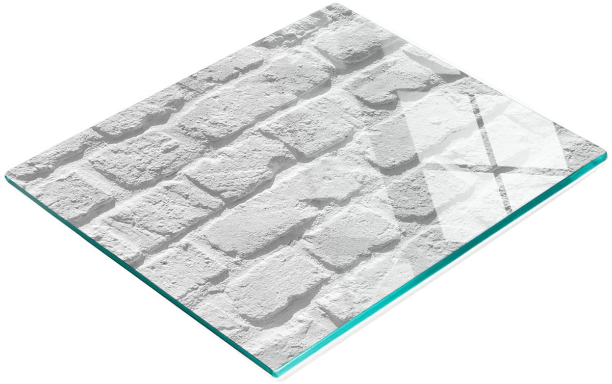 Glazen serveerplank met baksteenmotief, 60x52 cm