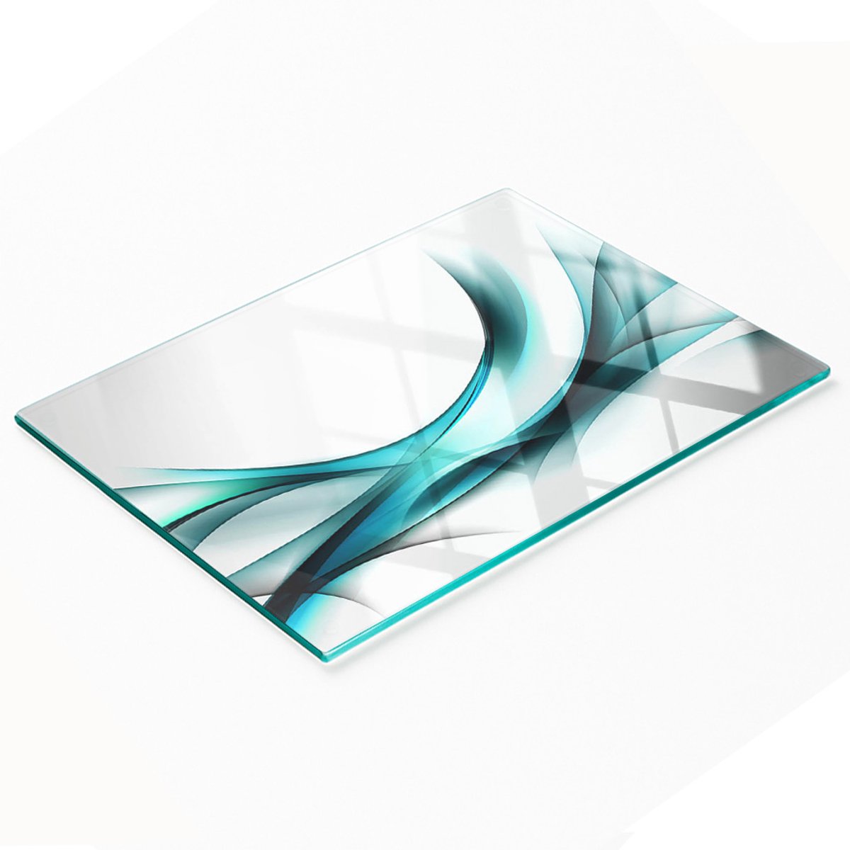 Glazen snijplank met abstracte golfmotieven 80x52 cm