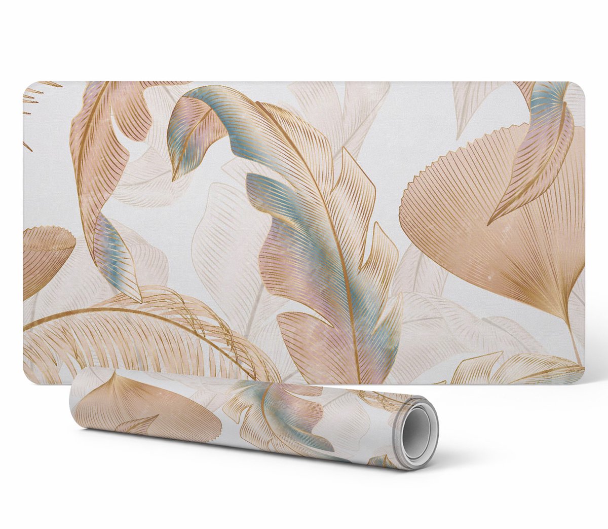 Decoratieve tafelmat met hoogwaardige print van delicate bladeren, 90x45 cm