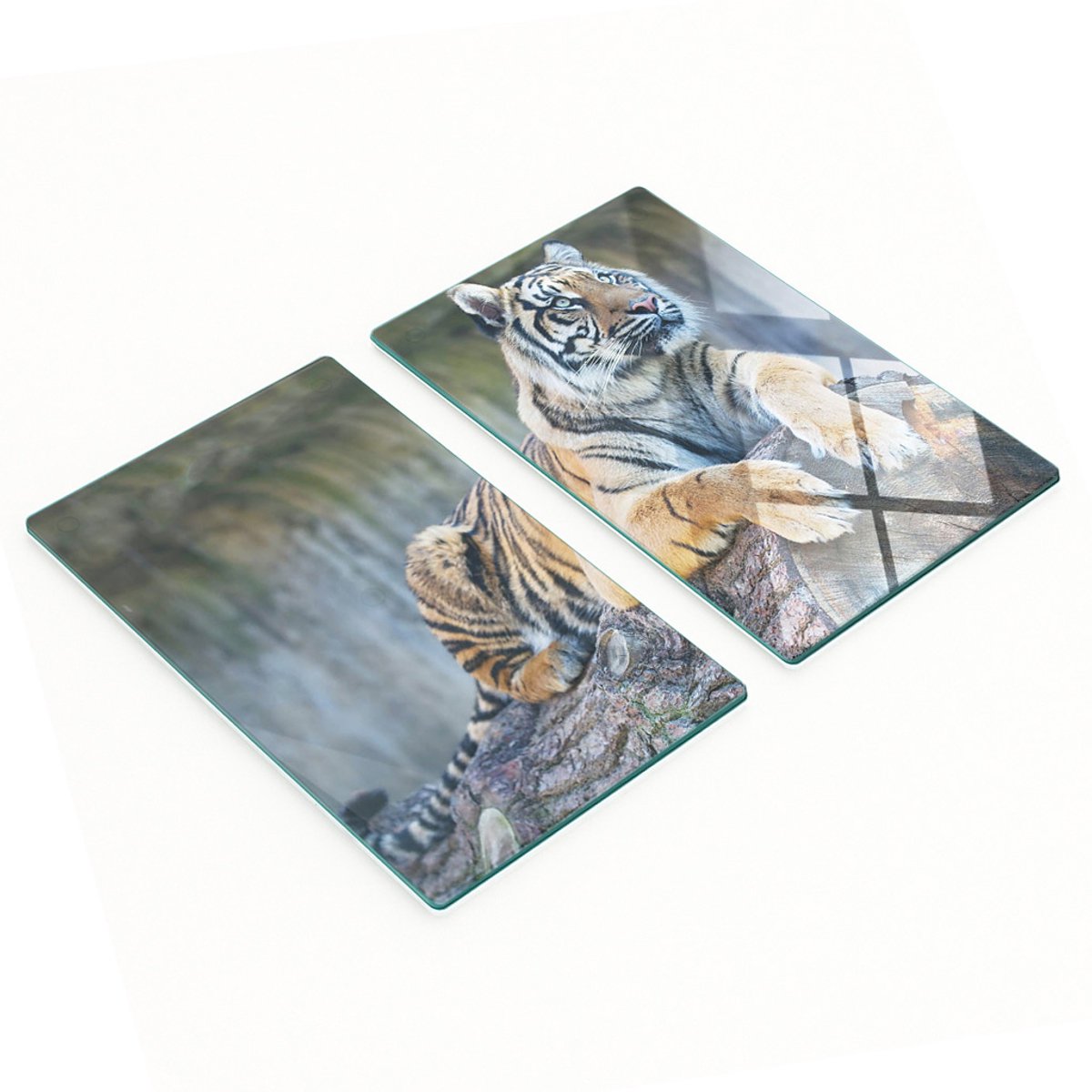 Multifunctionele decoratieve glazen borden met tijgerprint 2x30x52 cm