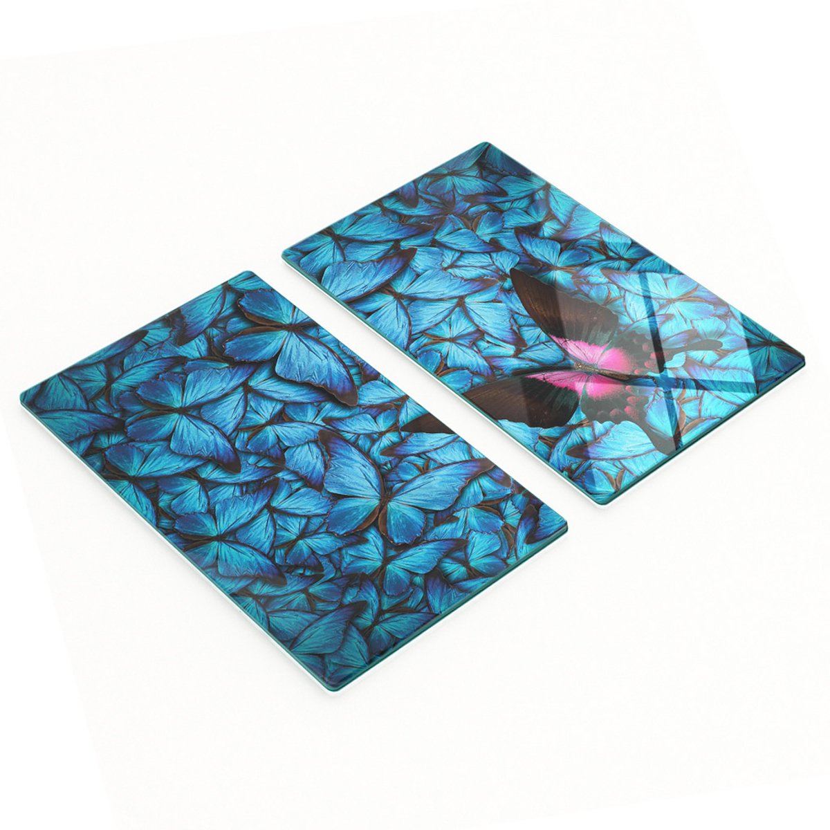 Decoratieve snijplanken van gehard glas met zwarte vlinderprint, 2x30x52 cm