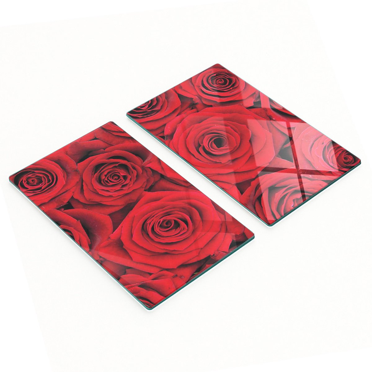 Decoratieve glazen snij- en serveerplanken met rode rozen, 2x30x52 cm